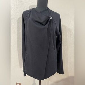 IBEX merino wool Black cardigan sweater asymmetrical drape